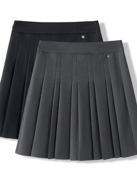 灰色西装百褶裙2026新款半身裙春夏短款小个子短裙防走光a字裙