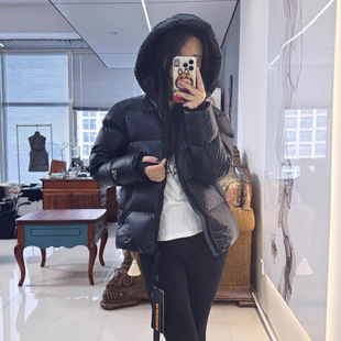 男女同款加厚黑色鹅绒黑金羽绒服短款90白鹅绒抗零下20度情侣装