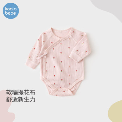考拉鼻鼻[小花集提花·透气呼吸棉]女宝宝甜美软糯亲肤四季三角爬