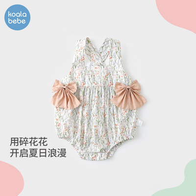 考拉鼻鼻婴儿夏季包屁衣女宝宝夏天衣服洋气吊带公主哈衣夏日繁花