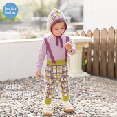 考拉鼻鼻男女童裤 格纹四叶草 长裤 子宝宝针织背带裤 婴幼儿秋季