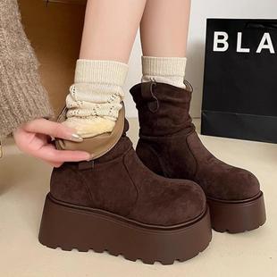 东北休闲中筒靴雪地靴子女2025年秋冬加绒加厚美拉德短靴冬季 款