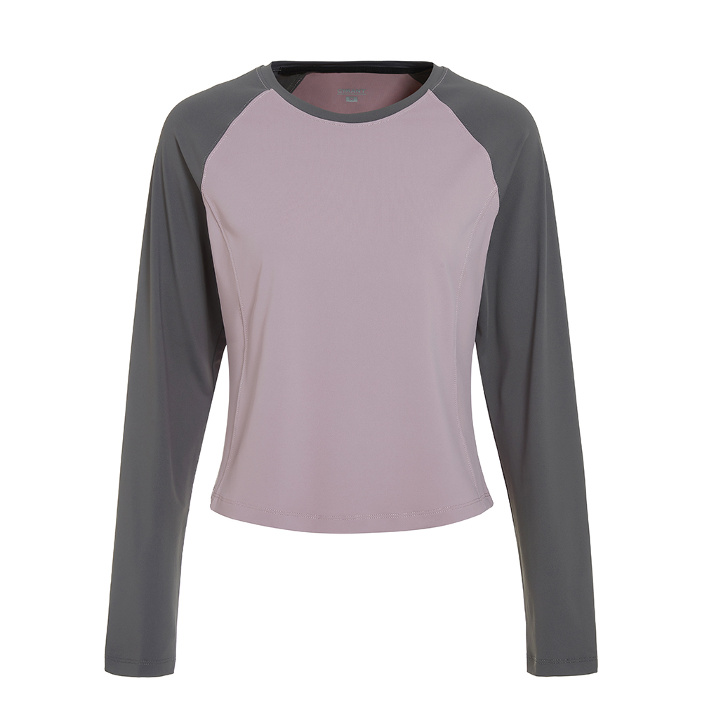 GYMANT肌肉蚂蚁秋季新款云柔触感透气运动衣浅芋紫女圆领长袖T恤