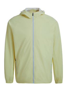 GYMANT肌肉蚂蚁春季新款运动健身衣轻盈透气浅黄色男连帽双层风衣