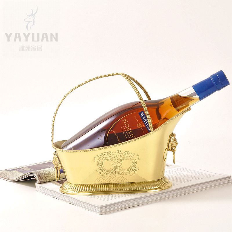 印度进口手工黄铜玄关装饰品电视柜红酒架欧式轻奢家居桌面摆件品