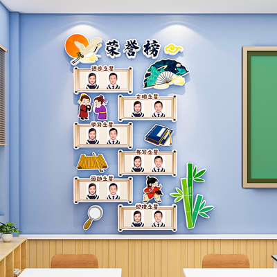 国潮风班级光荣榜墙贴