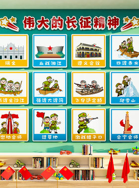 幼儿园爱国环创长征精神墙贴