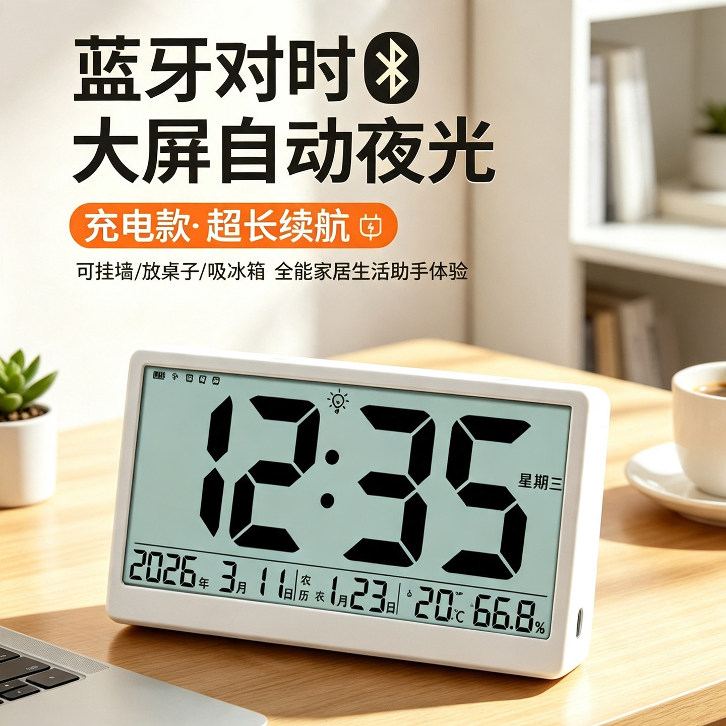 家用温度计蓝牙对时电子闹钟图片