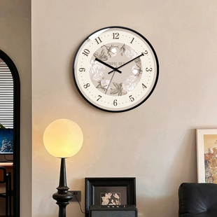 复古钟表挂钟简约法式奶油风客厅家用装饰现代静音石英钟创意时钟