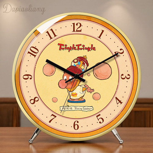 卡通座钟泡泡玛特星星人早教钟表