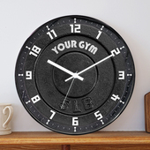 健身房锻炼增重客厅杠铃钟表家用时尚 励志创意静音挂墙时钟石英钟