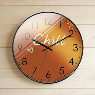 太阳爱心渐变挂钟松弛感Chill风简约圆形卧室客厅温馨装 饰墙钟表