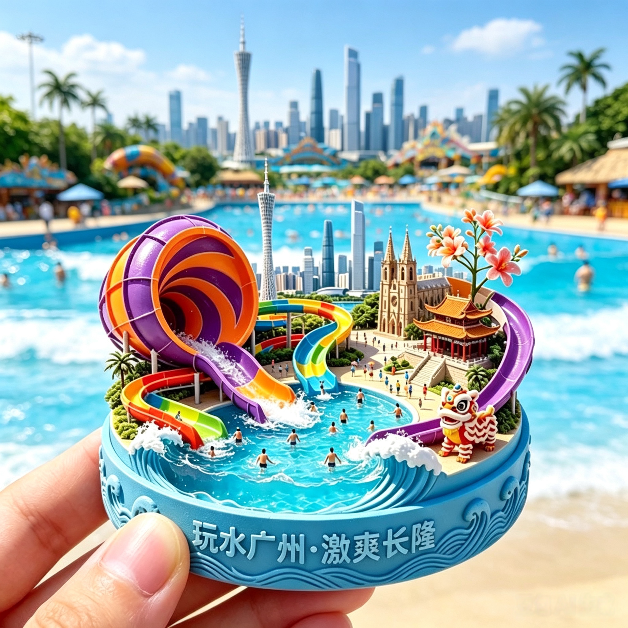玩水广州激爽长隆冰箱贴 广州城市地标水上乐园文创纪念伴手礼