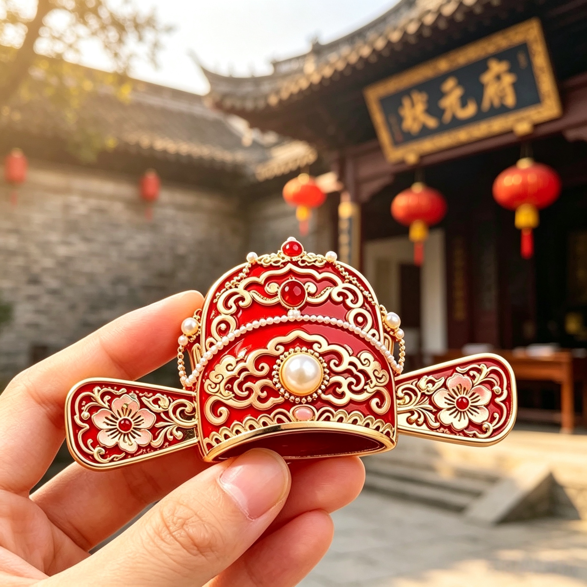 状元帽立体冰箱贴国风金榜题名文创磁吸贴学生升学祈福纪念伴手礼