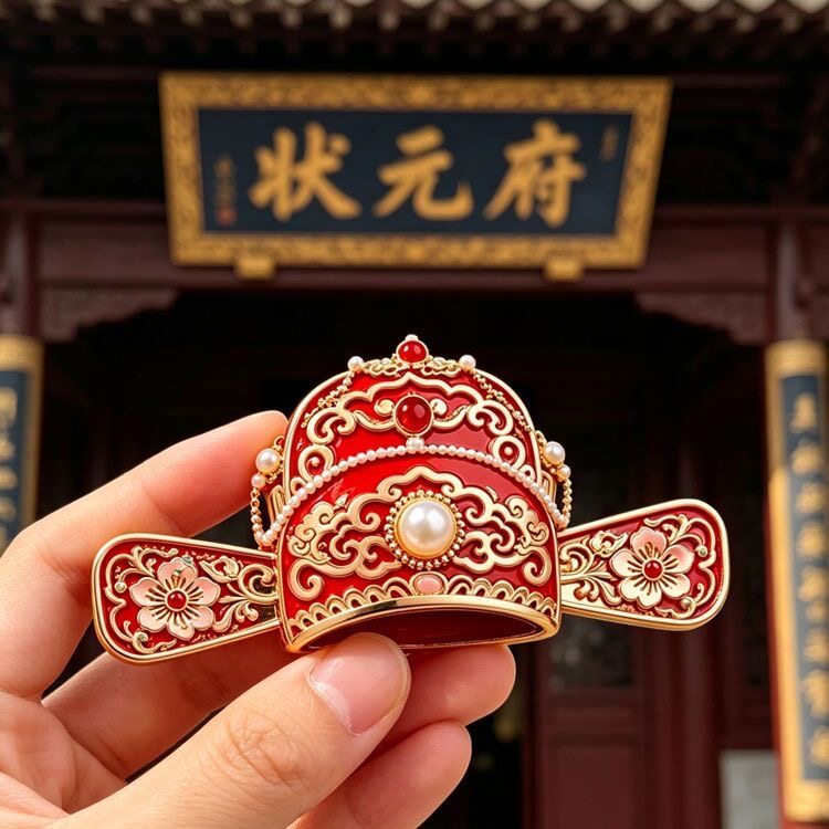 宫廷宝贝故宫文创状元帽学士盔金榜题名冰箱贴中考高考礼物送朋友