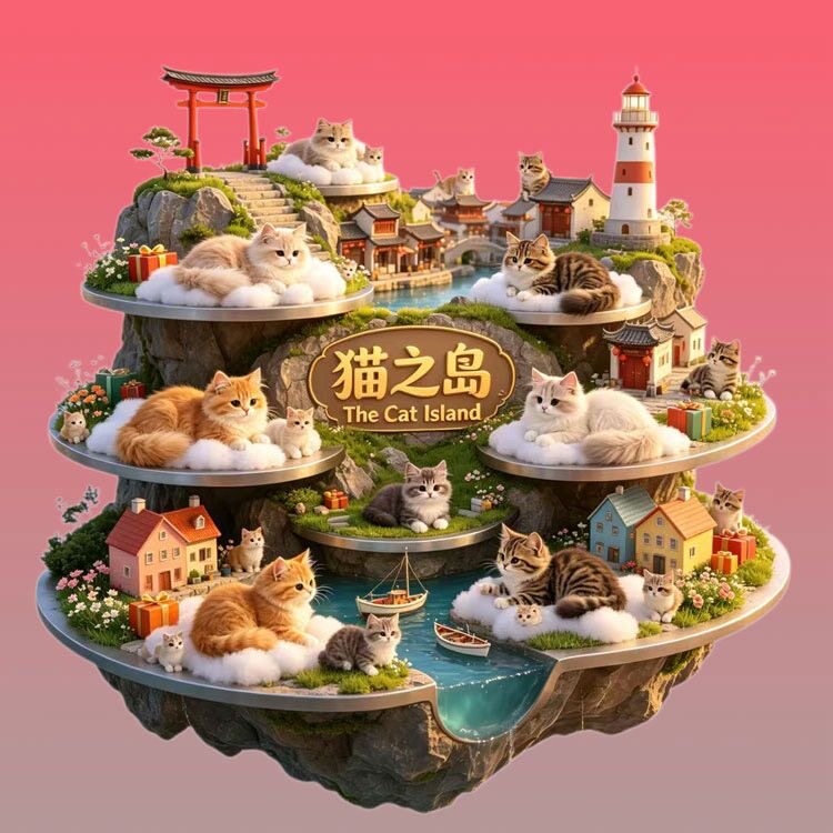 猫咪之家猫之岛冰箱贴金属3D立体萌系玩偶公仔文创伴手礼送闺蜜