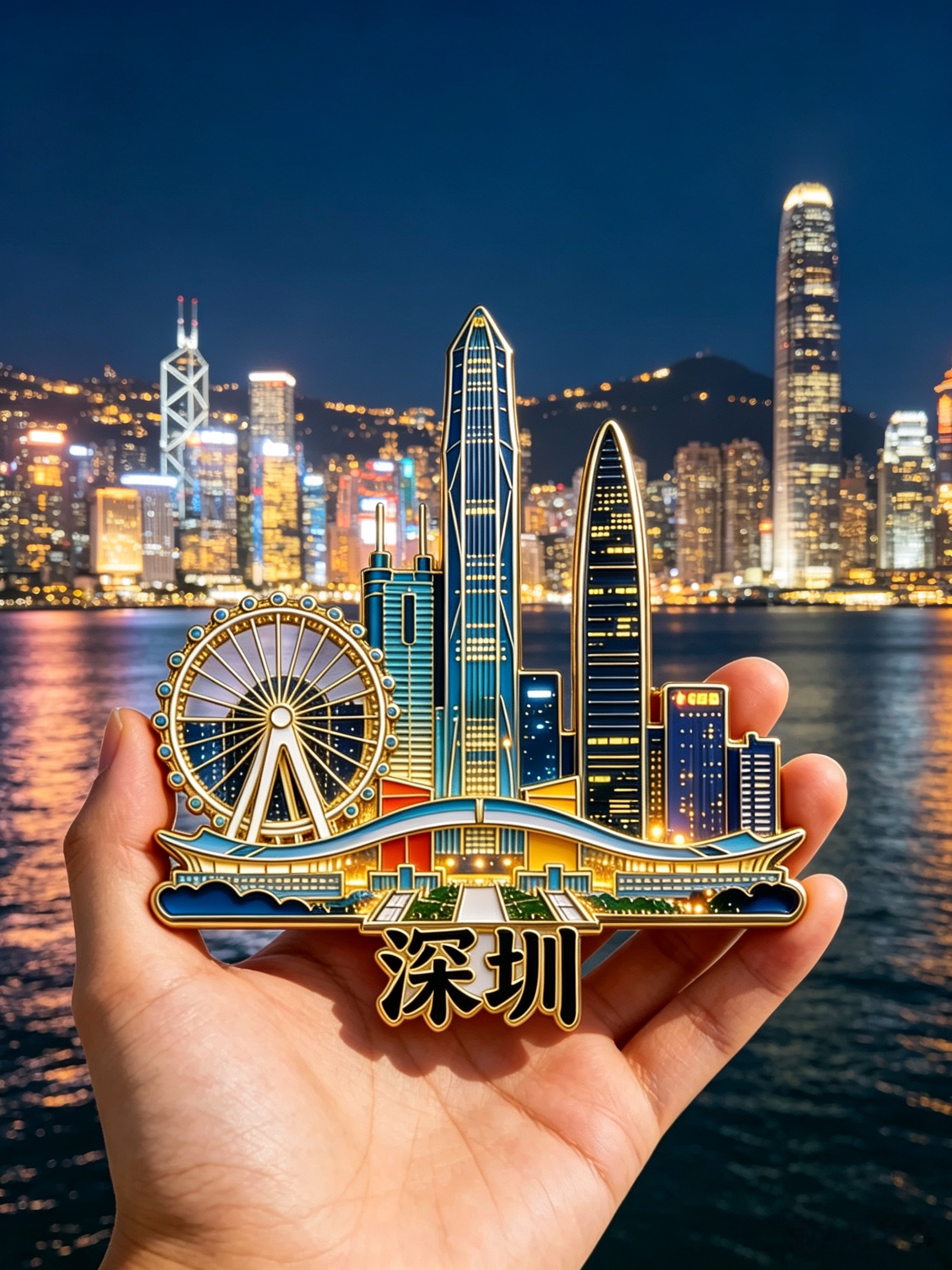 深圳城市地标文创冰箱贴平安金融中心湾区之光摩天轮纪念品伴手礼