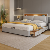 真皮床现代简约多功能储物主卧大床轻奢智能软包双人床2025年新款