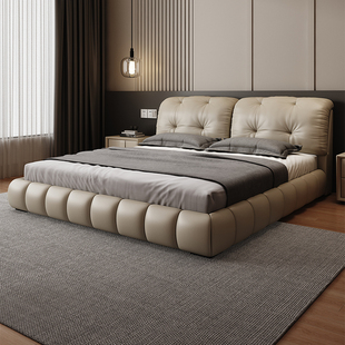 Dreamflying2025新款主卧真皮床高端大气轻奢现代简约软包大床