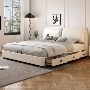 Dreamflying大象耳朵储物皮床带抽屉收纳2025新款