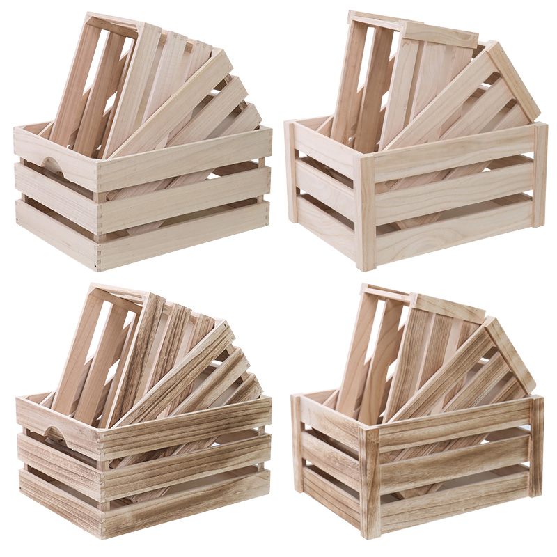 复古收纳长方形木条箱定制