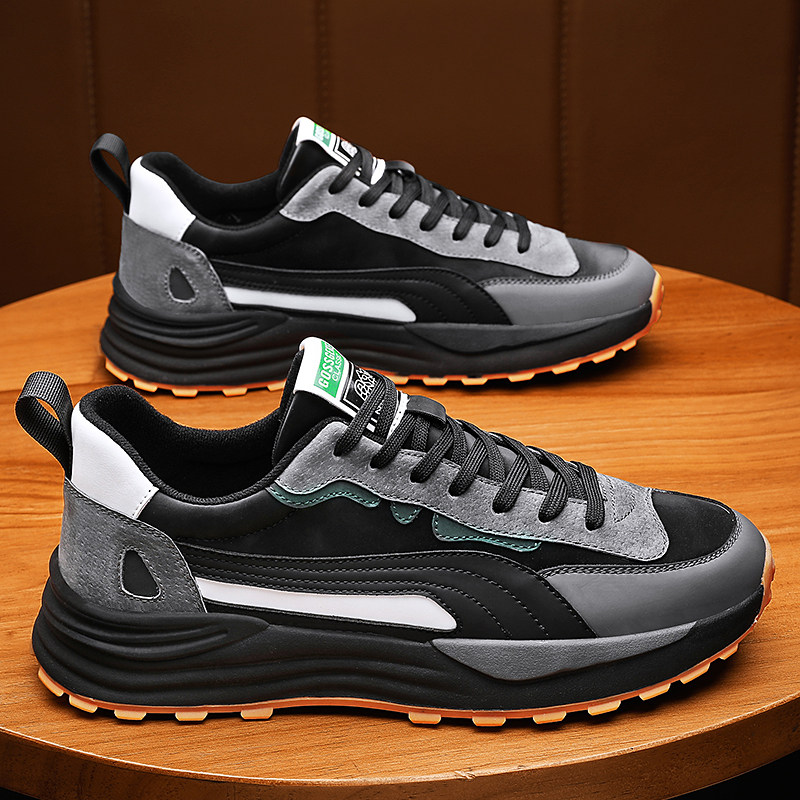 潮流阿甘鞋男真皮软底运动休闲鞋