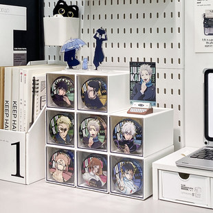 吧唧收纳展示盒75mm动漫周边徽章谷子防潮防尘透明大容量分格盒子