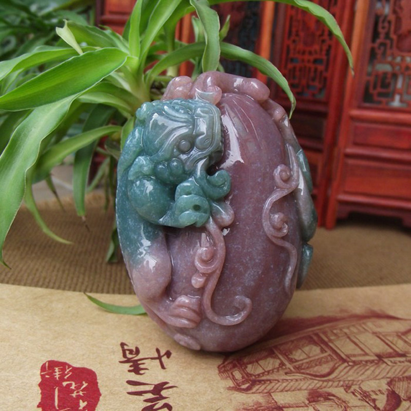 正品七彩玉髓项坠如意貔貅手玩把件天然水晶生肖高档男女古玩挂件