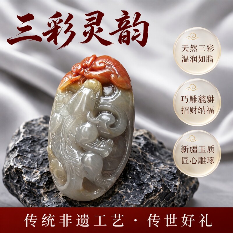 貔貅手把件三彩玉女雕刻貔貅新疆图片