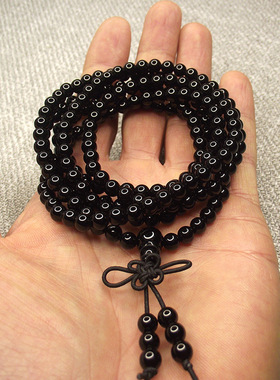 男水晶手串天然黑玉髓高档手佛珠