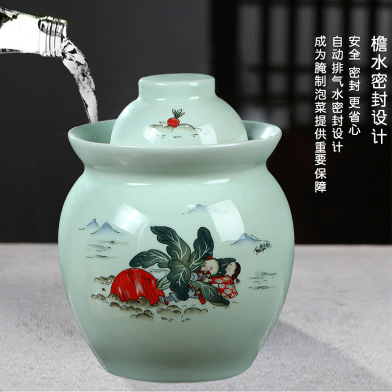 家用陶瓷双盖腌菜缸泡菜坛