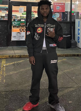 Broken Planet拉链卫衣外套套装发泡印花欧美明星同款休闲透气