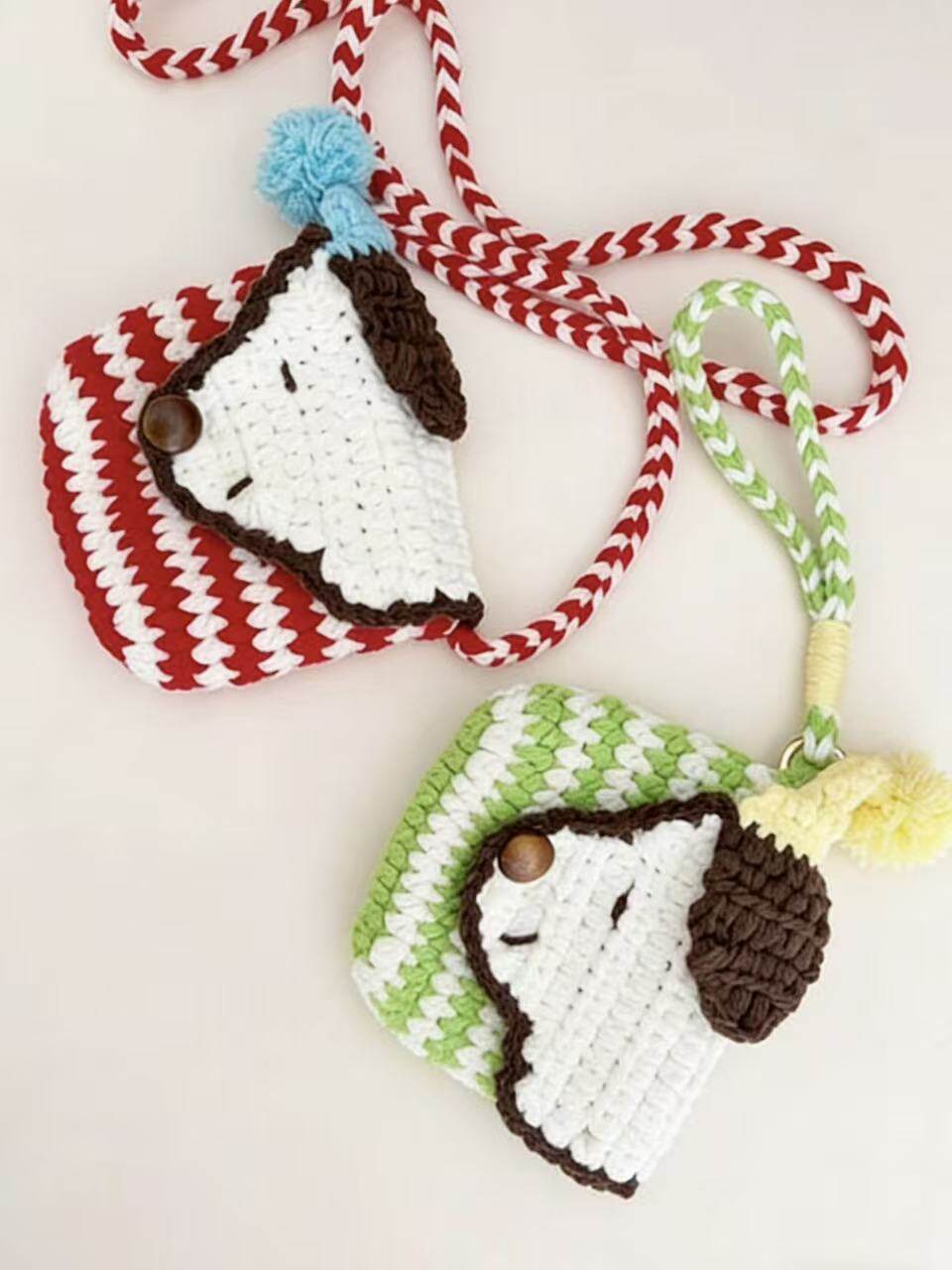 mini小狗零钱斜挎包包手工钩织diy材料包可爱精致送小朋友礼物