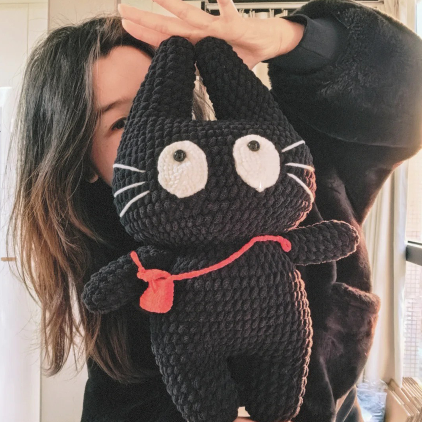 小黑猫超大玩偶抱枕手工钩织可爱靠垫抱枕送朋友DIY材料包,服饰配件/皮带/帽子/围巾,DIY编织材料包,淘宝优惠券,粉丝福利购,淘宝优惠卷