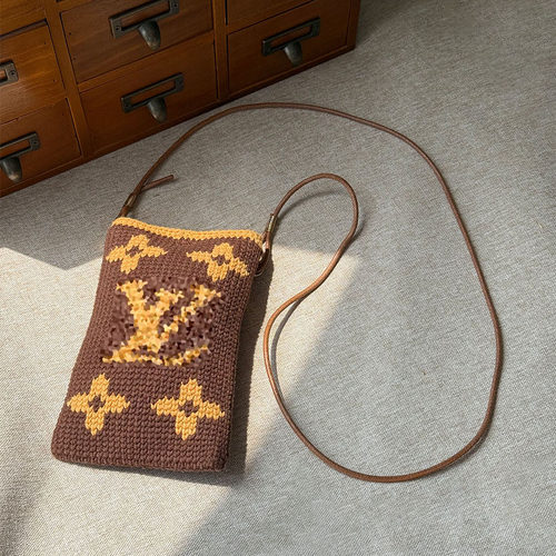 钩针编织手工diy老花通勤手机包