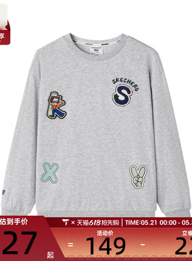 SKECHERS斯凯奇儿童运动休闲套头衫卫衣L325K048-01KY