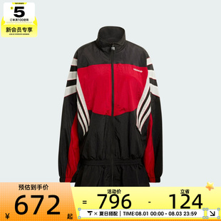 adidas阿迪达斯三叶草女子时尚花边下摆运动健身夹克外套KC9134