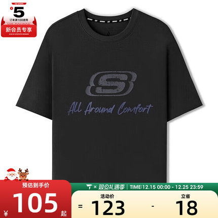 SKECHERS斯凯奇男女运动休闲短袖T恤L225U129-0018