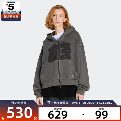 adidas阿迪达斯三叶草女子GFX HOOD运动健身夹克外套KE3302