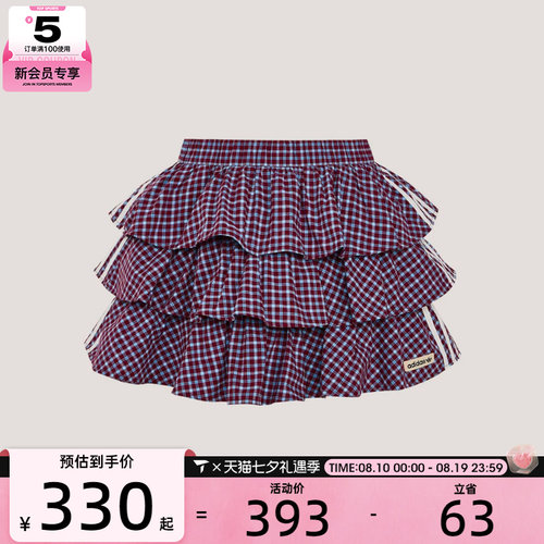 adidas阿迪达斯三叶草女子PLAID SKIRT运动休闲半身裙KU9399