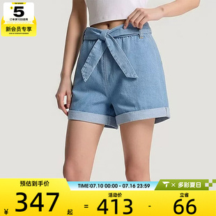 adidas阿迪达斯三叶草女子DENIM休闲牛仔宽松运动短裤LF4604