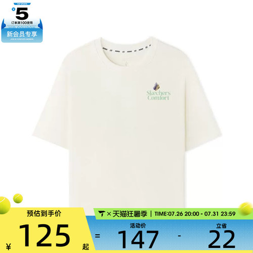 SKECHERS斯凯奇女子运动休闲短袖T恤L225W136-0074
