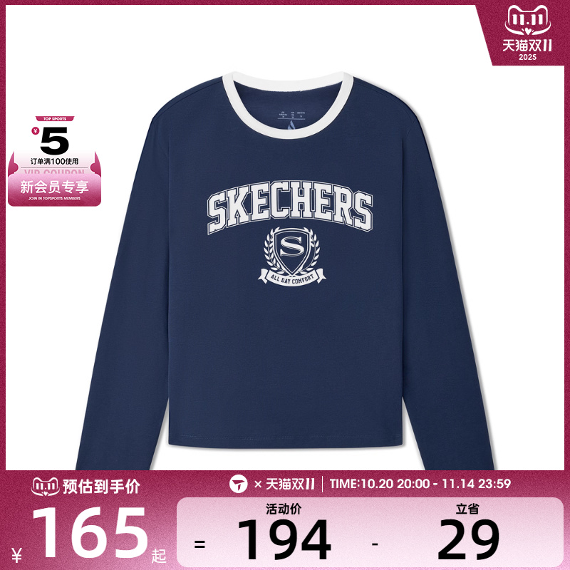 SKECHERS斯凯奇女子运动休闲长袖T恤L325W005-002Z