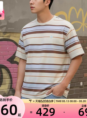 adidas阿迪达斯三叶草男子条纹复古撞色运动休闲短袖T恤KX1267