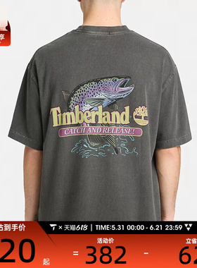 Timberland添柏岚男女背面印花休闲罗纹圆领短袖T恤A5N7Z-001