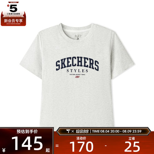 SKECHERS斯凯奇女子运动休闲短袖T恤L226W051-0248