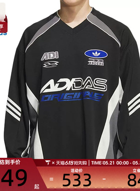 adidas阿迪达斯三叶草男子MOTO JERSEY经典赛车风长袖T恤KF5155