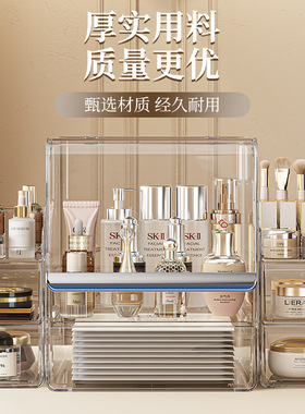 桌面防尘梳妆台护肤品口红整理置物架化妆品透明亚克力收纳盒