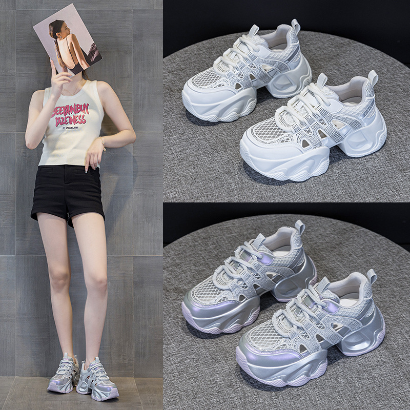 2516水钻满天星运动厚底老爹鞋女潮流韩版有夏季新款时尚网面透气