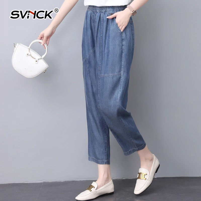 天丝牛仔裤女2025新款夏季薄款裤子直筒冰丝小个子妈妈春秋九分裤